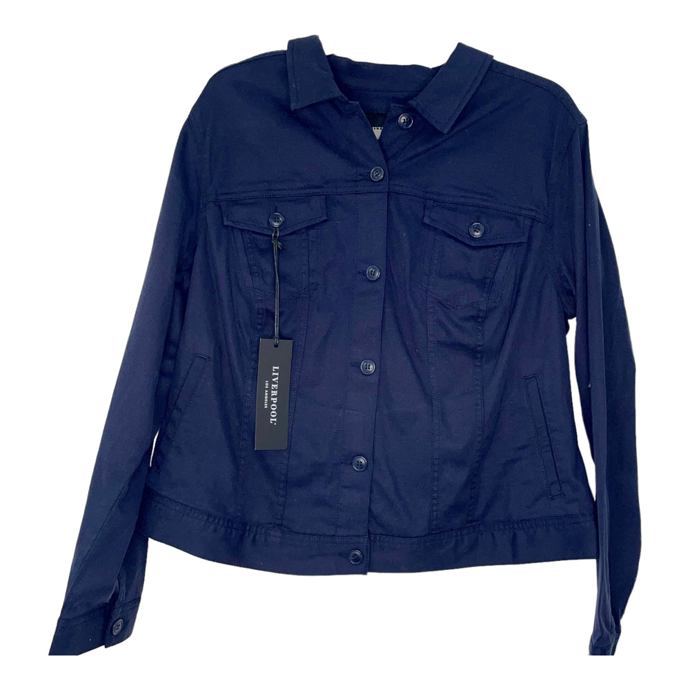 Liverpool Los Angeles Navy Blue Button-Down Jacket  1X  NWT